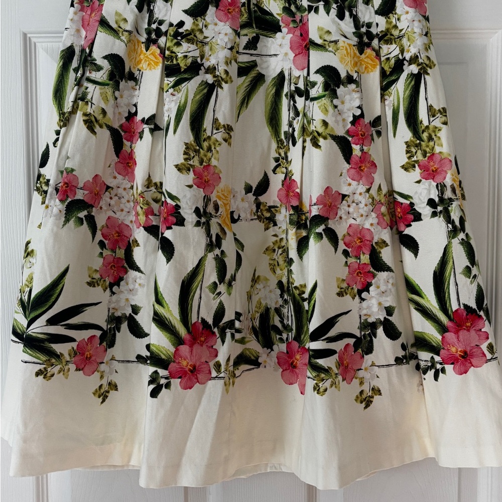 Talbots A-Line Skirt with Pink and Green Floral Design